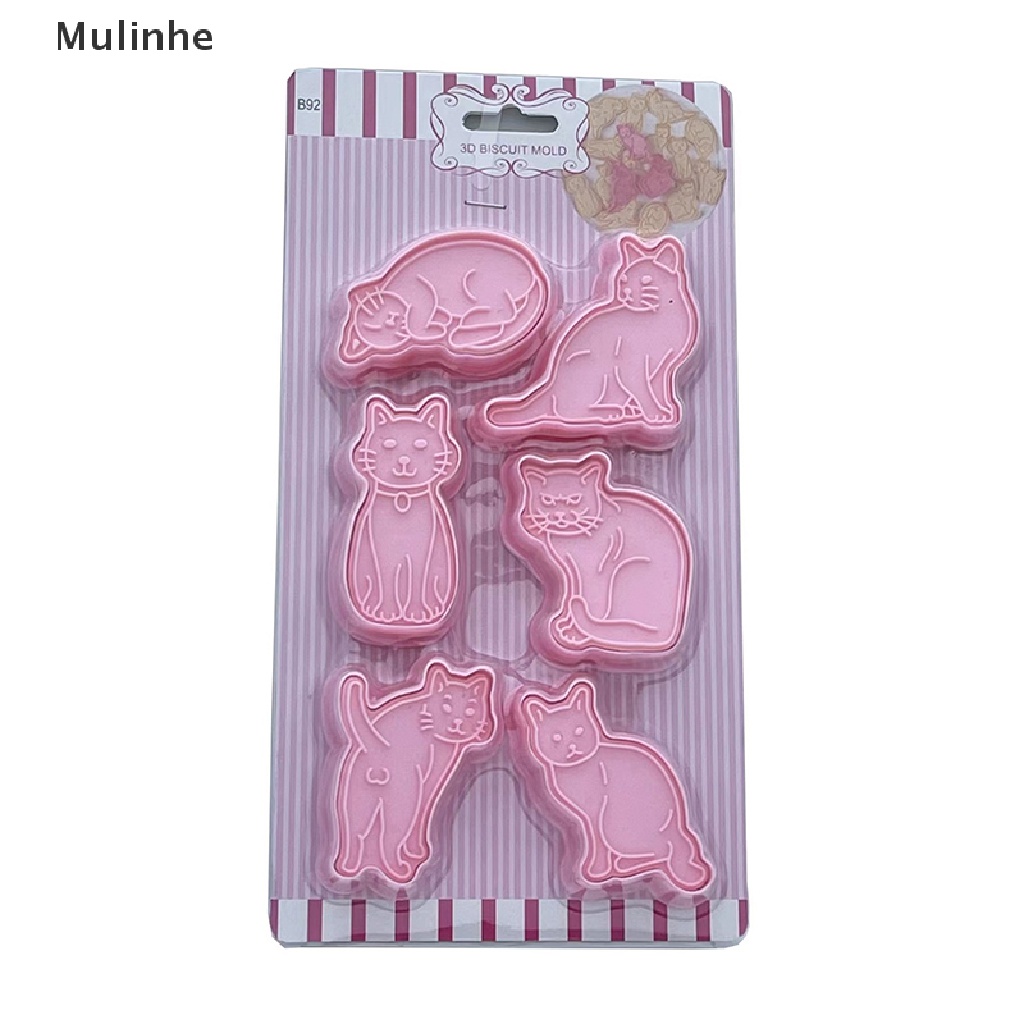Bộ 6 Khuôn Cắt Bánh Quy Hình Chó Mèo 3D DIY