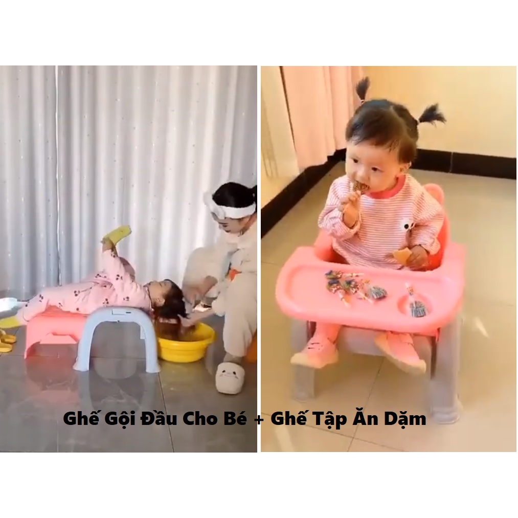 Ghế Ăn Dặm Kiêm Ghế Gội Đầu Cho Bé - Ghế Ngồi Đa Năng Cải Tiến, Hàng Đẹp Ghế Đa Năng 3 In1