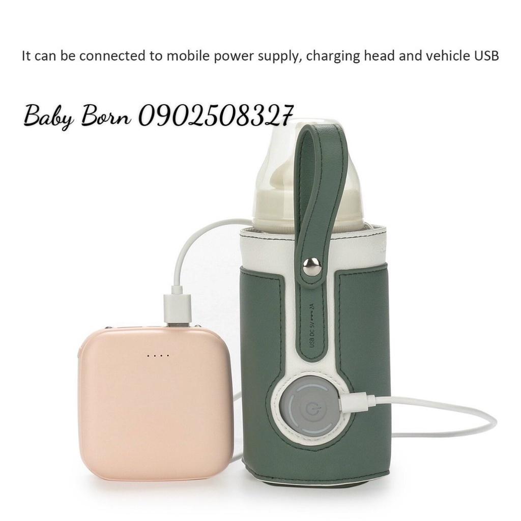 Túi hâm/ Túi ủ ấm bình sữa bằng da cao cấp ABOUTBABY, điều chỉnh 3 chế độ sưởi ấm