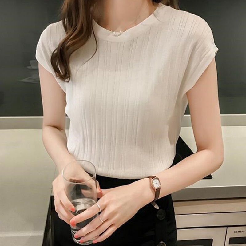 Áo Thun Nữ Ngắn Tay Cổ Tròn Thời Trang Hàn