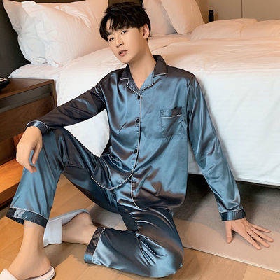 Bộ Pajama Lụa Băng giá Nam Ngắn Tay Dài Tay Nhiều Màu Tùy Chọn