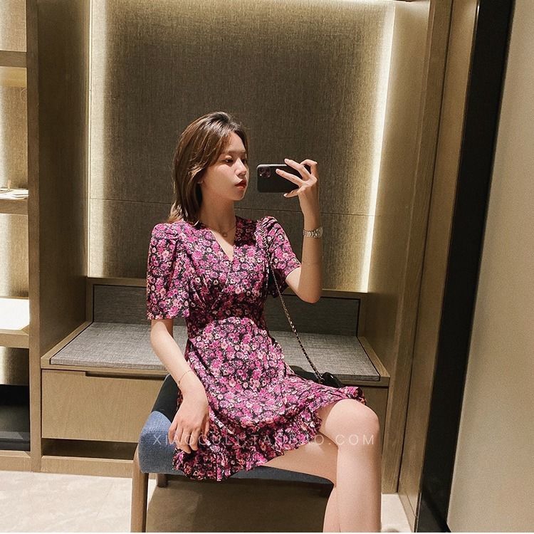 Đầm Hoa Cổ Chữ V Xinh Xắn Dành Cho Nữ | BigBuy360 - bigbuy360.vn