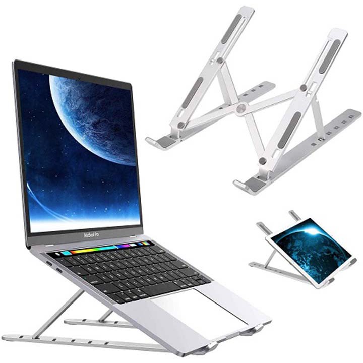 Đế dựng Macbook/ Surface/ iPad / Laptop giá đỡ kép hợp kim nhôm dạng đứng cho góc làm việc hàng loại 1