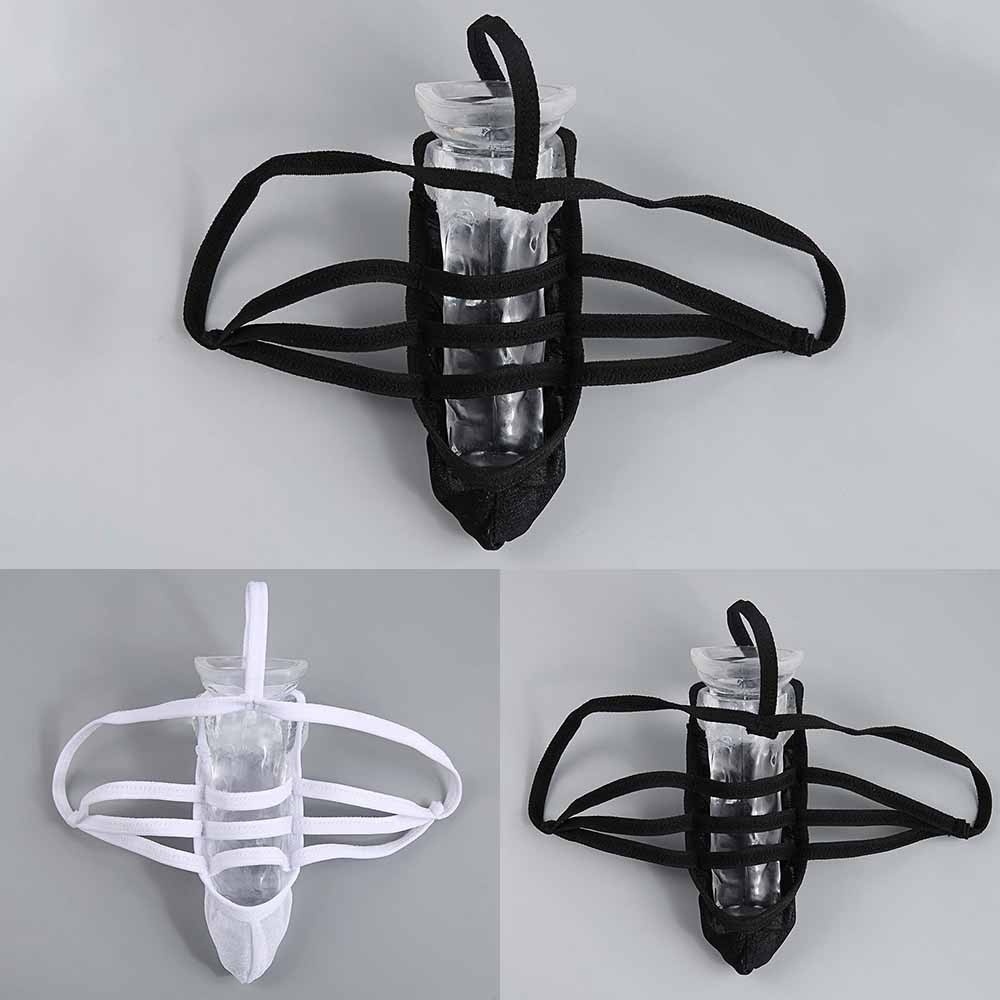 BLURVER~Men Briefs Jockstrap Lace-Up Lingerie Low-Rise Trunks Underpants Breathable