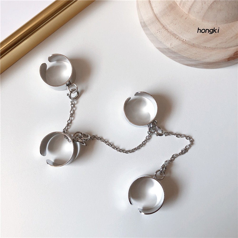 Nhẫn dạng dây xích nối dài phong cách punk thời trang