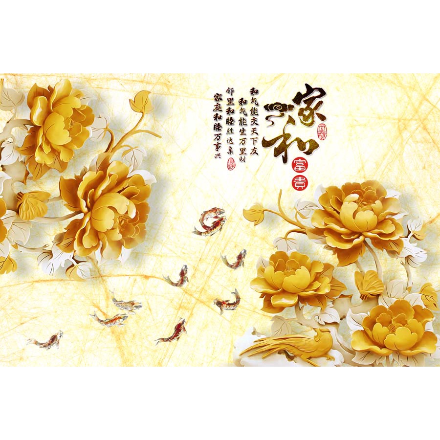 Tranh phong thủy cá chép cá koi hoa sen hot hit