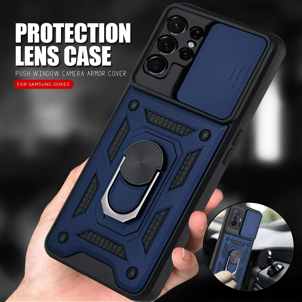 Slide Camera Lens Protect Phone Case For Samsung Galaxy S22 Ultra S 22 S22Ultra S22Plus Grade Bumpers Armor Cover Coque