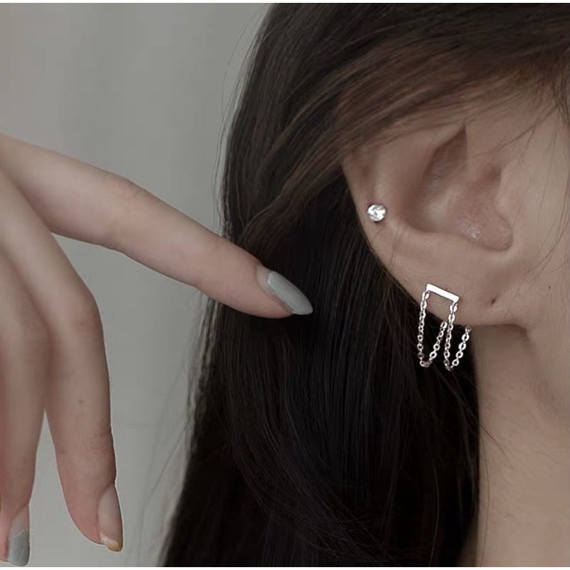 (NHIỀU MẪU)Bông tai dáng dài xây xích các kiểu (1 đôi)