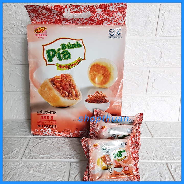 Bánh pía thịt chà bông bò Tân Huê Viên 480g (12 cái)