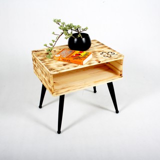 Kệ đầu giường/ Kệ gỗ thông tự nhiên Decor, chân Louis 30cm