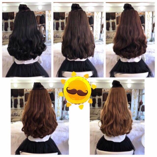 Tóc giả kẹp phím xoăn lửng🥰 freeship 50k❤️ tóc kẹp 6 cái 45cm nữa đầu cao cấp