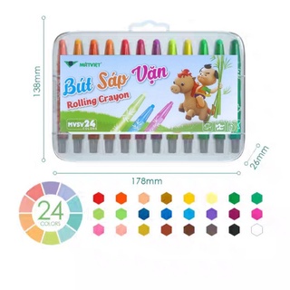 Hộp bút sáp vặn mắt việt cho bé - hàng chất lượng 12 18 24 màu - 1 hộp - ảnh sản phẩm 7
