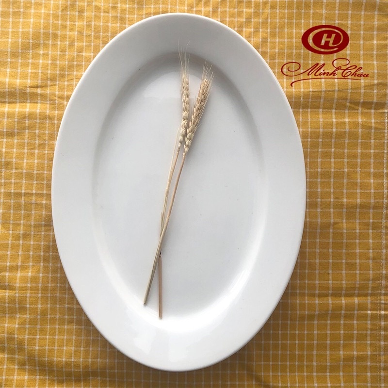 Đĩa Bầu dục  sứ xương Minh Châu - Vỡ 1 đổi 1