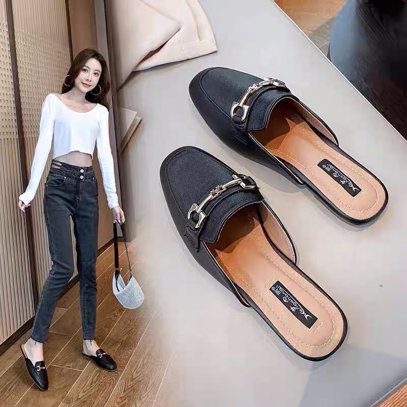 (HÀNG CÓ SẴN) Sục da mềm mũi tròn khoá chữ ngang BIG SIZE 35-43