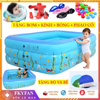 Phao tắm cho bé trẻ em 1m8 và 2m1 loại thường đáy 2 lớp chống trượt tặng kèm bộ vá bể