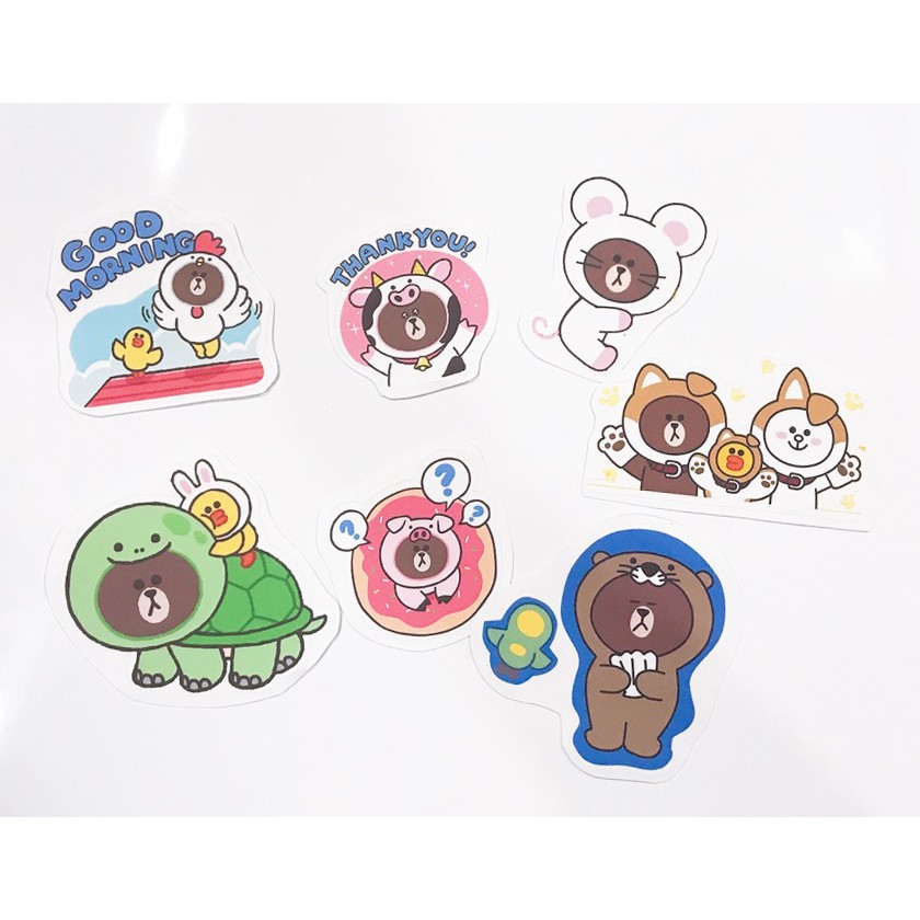sticker gấu brown thỏ cony vịt sally cắt rời size to SCI4 có bao giấy cute dễ thương bullet journal