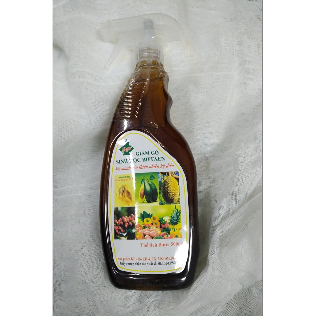 Giấm gỗ sinh học BIFFAEN chai 500ml - Bảo vệ sinh học thực vật: Xua đuổi hoặc tiêu diệt côn trùng ruồi nhặng, ruồi đục