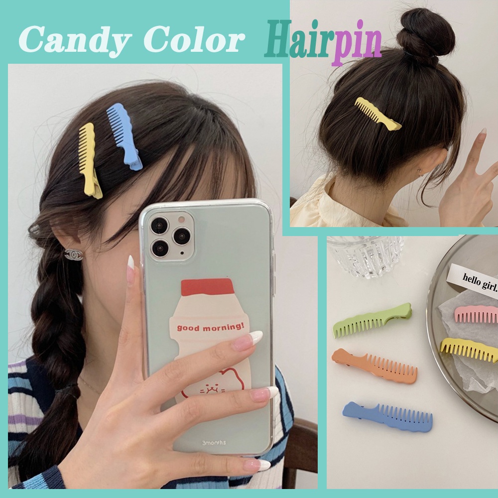 Kẹp tóc hình chiếc lược màu sắc kẹo ngọt độc đáo dễ thương dành cho nữ