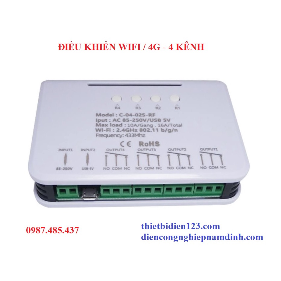 Công tắc thông minh điều khiển từ xa qua điện thoại 4 kênh - Smart Switch Điều khiển wifi /4G/ Remote RF