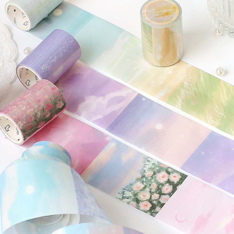 Washi tape vintage phong cảnh aesthetic washi sticker trang trí sổ tay bullet journal dụng cụ dán làm planner
