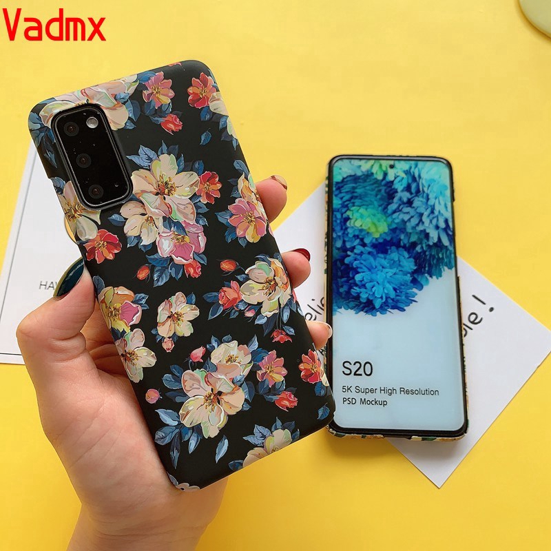 Ốp điện thoại nhựa cứng in hình vẽ hoa bằng sơn dầu cho Samsung Galaxy S20 Ultra S10 S9 S8 Plus Note 10 Plus 9 8