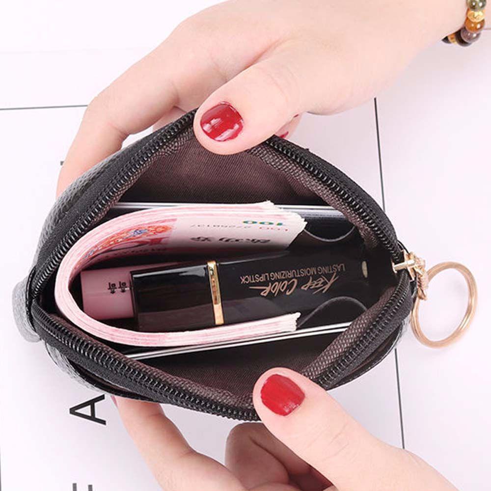 ELEGANT Ví Da Mềm Nhỏ Có Khóa Kéo Dành Cho Nữ Giá Đỡ