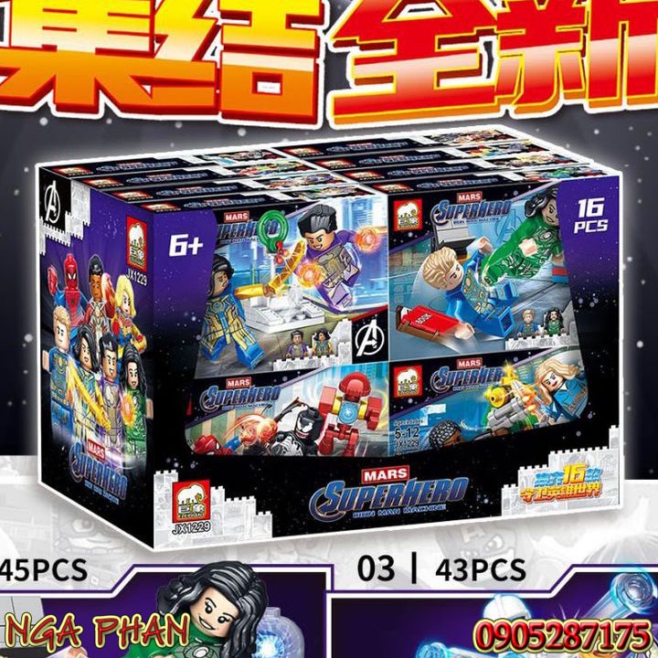 Combo 2 Nhân Vật Siêu Anh Hùng Đại Chiến Ác Nhân Superheroes Siêu Đẹp Đồ Chơi Xếp Hình Lắp Ráp Lego JX MOC DIY