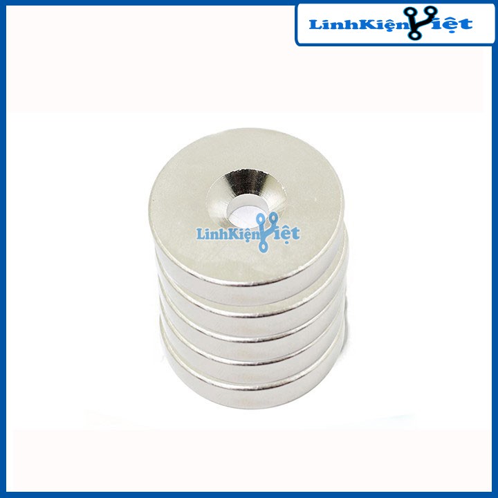 Bộ 5 Viên Nam Châm Đất Hiếm Tròn 15x3mm Có Lỗ 4mm Siêu Từ Tính
