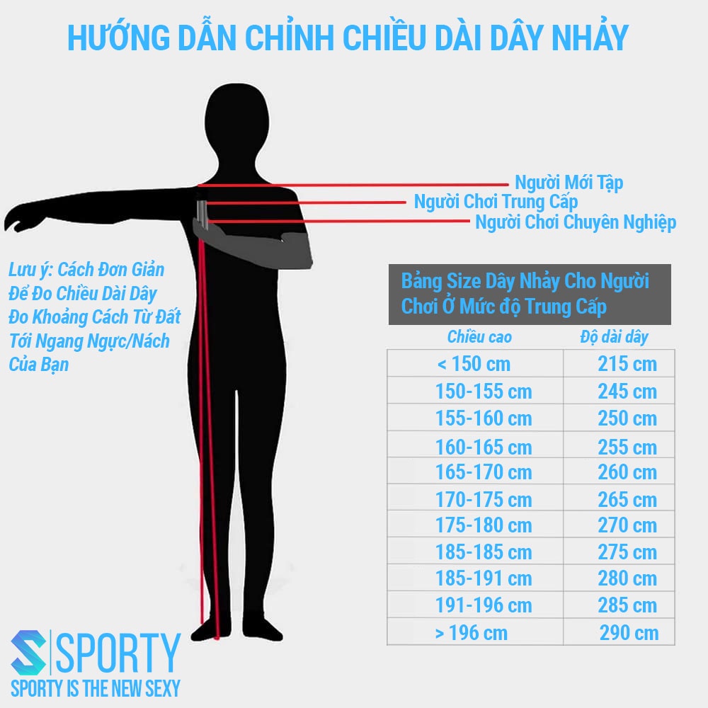 Dây nhảy tốc độ SPORTY TS91, chất liệu PVC chống mòn hỗ trợ giảm mỡ, giảm cân tập thể lực, boxing