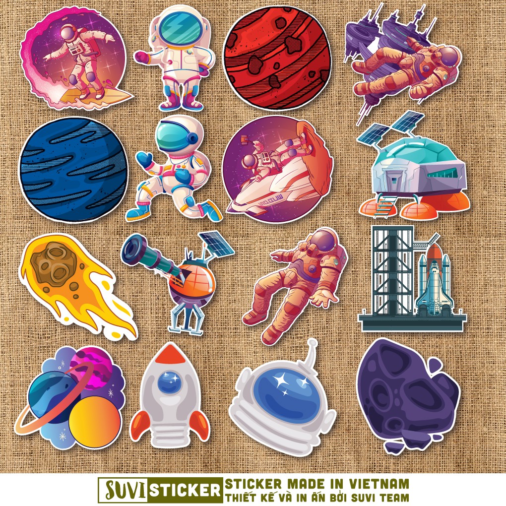 Sticker Galaxy Spaceman chống nước sticker dán laptop, đàn guitar, mũ bảo hiểm, vali. MSP: G07