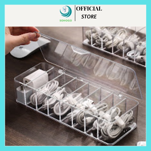 - Hộp đựng dây/ cóc sạc điện thoại bằng mica trong suốt- Chọn mẫu theo ý