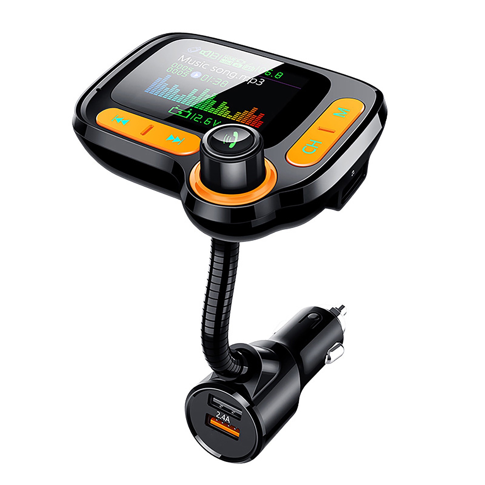 IN STOCK FM Transmitter Bluetooth 5.0 Car Modulator Color Screen MP3 Player Hands-free Car Kit Dual USB Fast Charger