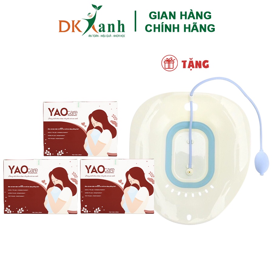 Combo 3 hộp Xông tắm sau sinh Yaocare Mama - DK Pharma, 3 hộp / 9 chai 250ml tặng 1 chậu xông vùng kín