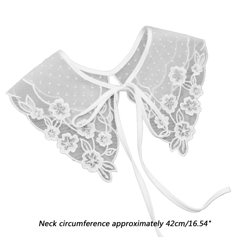 Cổ Áo Sơ Mi Giả Thêu Hoa Phối Ren Có Thể Tháo Rời Thời Trang Cho Nữ