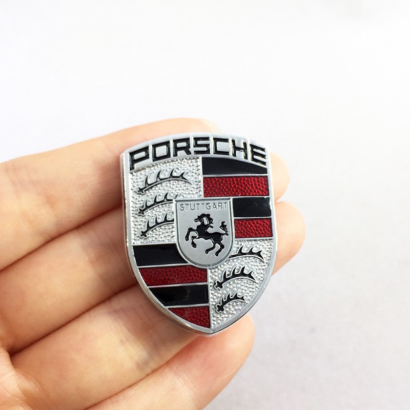 Logo kim loại trang trí xe hơi Porsche