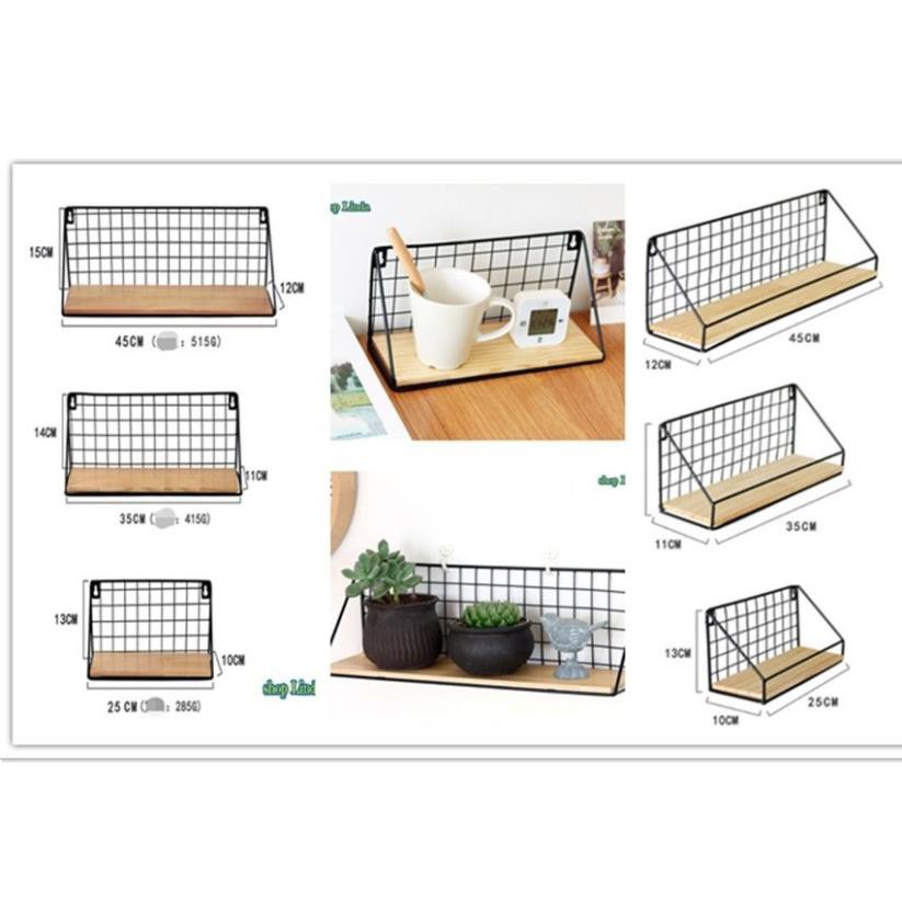 Kệ Sắt Đáy Gỗ ,Kệ Trang Trí Nhà Cửa ,Decor Phòng, Giá Để Đồ Treo Tường  Đa Năng Tặng Kèm Đinh 4 Chân+Miếng Dán Tường K20