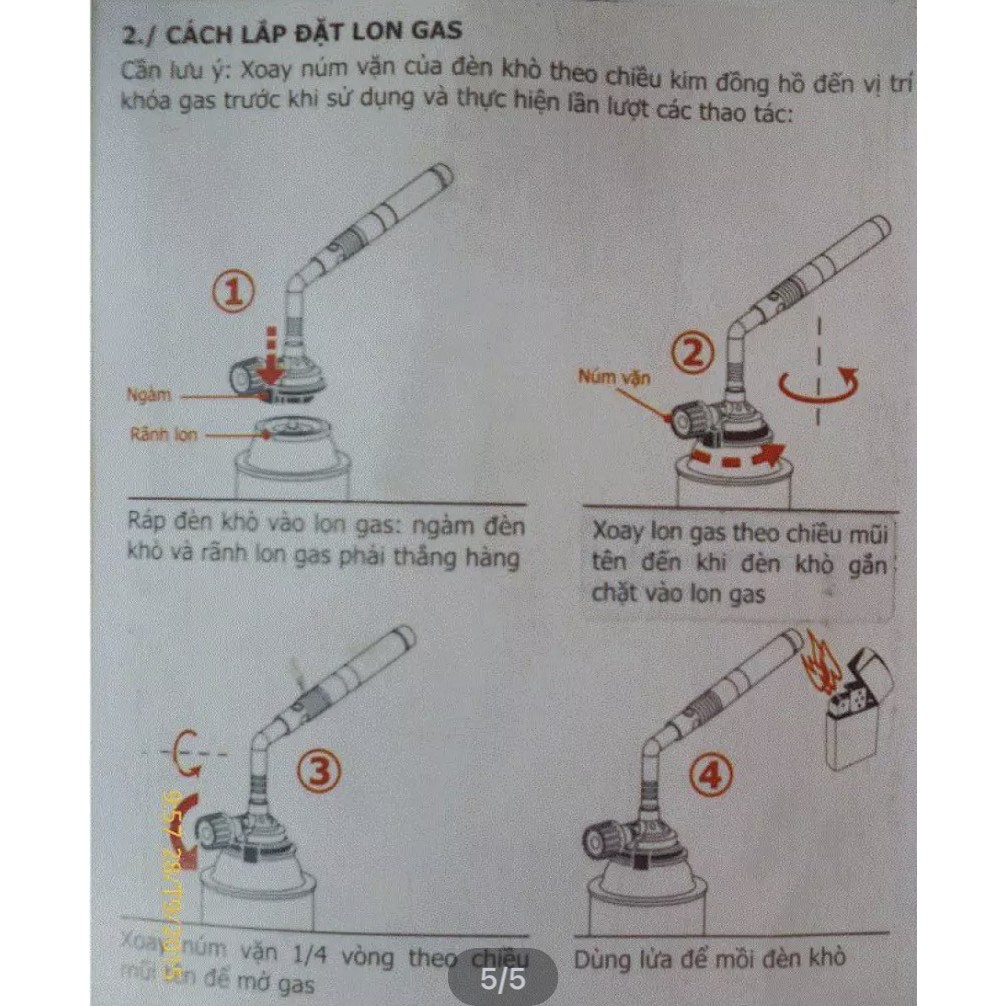 [FREESHIP] Đèn khò hàn ống đồng, Đầu khò lửa , Sử dụng bình gas mini