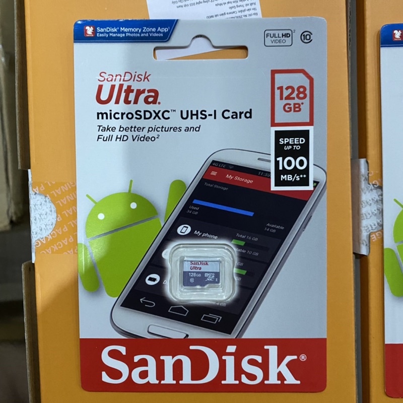 Thẻ nhớ 32G/64G/128G Micro SD SANDISK, hàng chính hãng, BẢO HÀNH 2 NĂM