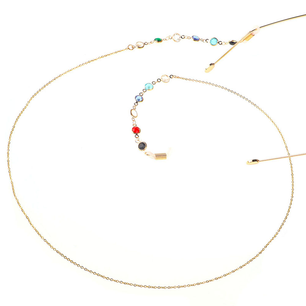 Dây Đeo Kính Đính Hạt Kim Loại Nhiều Màu Sắc