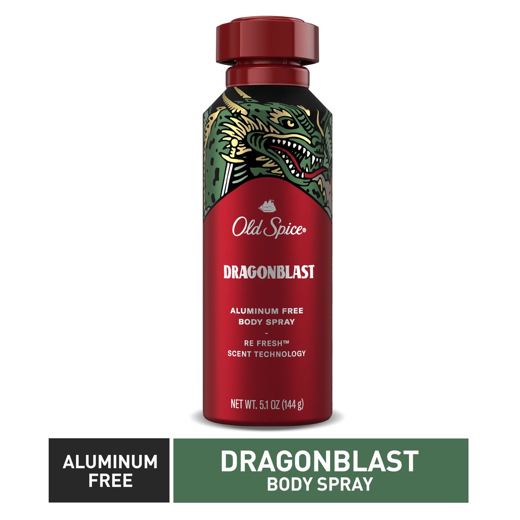 [Hàng AUTH] Xịt Khử Mùi Old Spice Dragonblast Aluminum Free Body Spray Fresh Scent Of Sandalwood &amp; Vanilla 144Gr