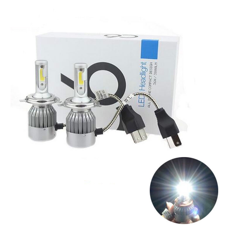 2pcs C6 h4 LED Car Headlight Bulbs h7 led 36W COB H1 H3 H4 H7 H11 9005 9006 9012 Lights Fog Lamps Car Styling
