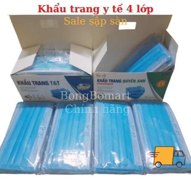 [CHUẨN CÔNG TY] Khẩu trang y tế 4 lớp, hàng chuẩn công ty đầy đủ giấy tờ - Quyền Anh - Trịnh Chung ( hộp 50c)