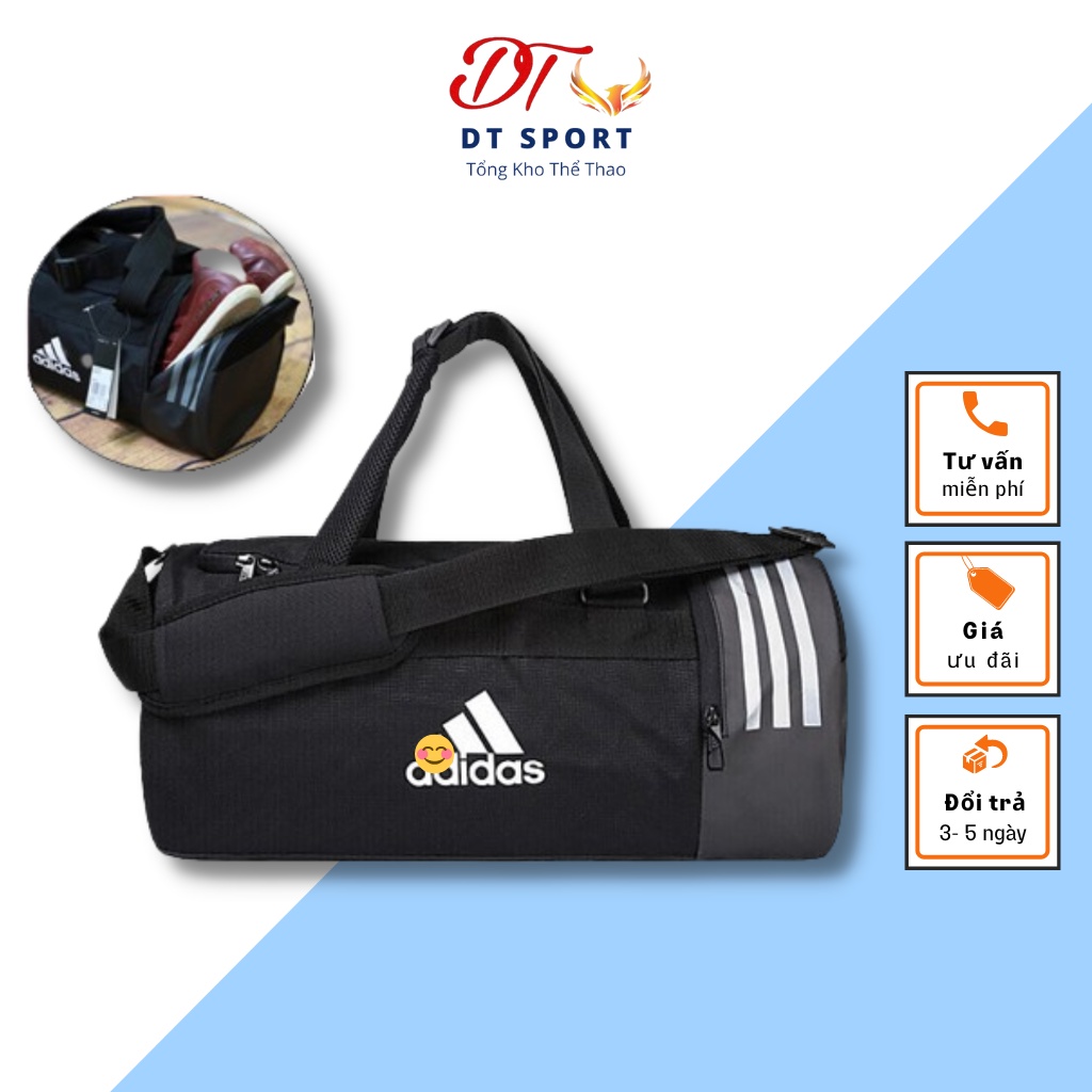 Túi thể thao nam nữ chất vải chống nước có ngăn để giày - túi tập gym đá bóng du lịch đựng đồ tập cao cấp_3-stripes