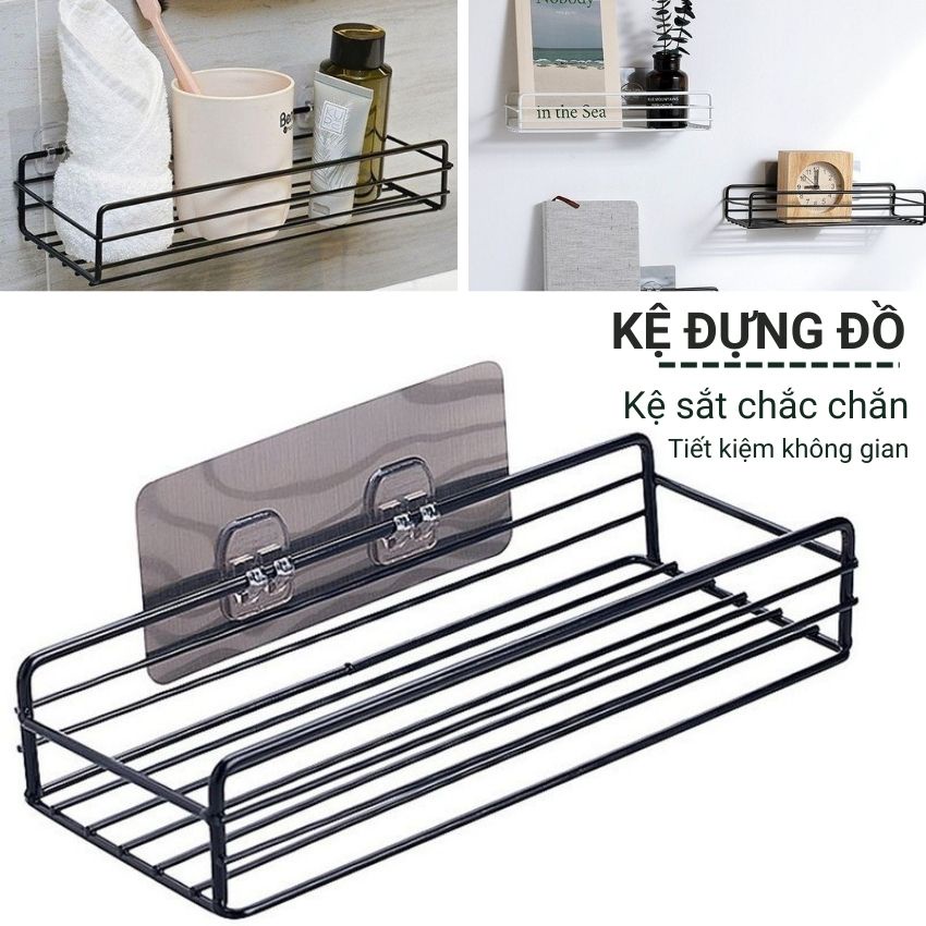 Kệ nhà tắm dán tường phun sơn tĩnh điện thép không gỉ giá để đồ phòng tắm không cần khoan tiết kiệm diện tích Angola