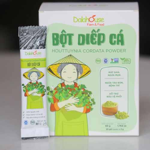 Bột Diếp Cá Hữu Cơ Sấy Lạnh Nguyên Chất Dalahouse Hộp 20 gói 3g