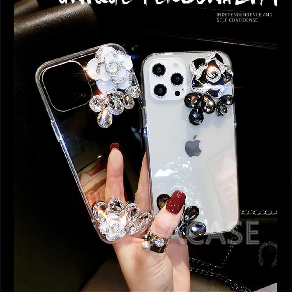Ốp điện thoại trong đính đá hình hoa dành cho dòng Iphone
