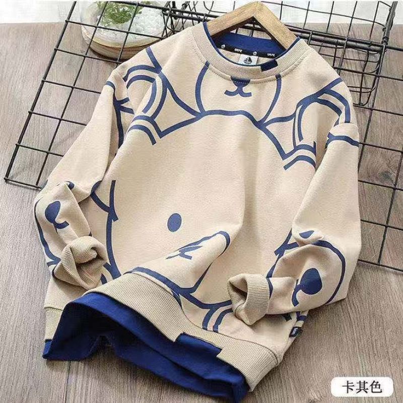 Áo sweater dài tay giả 2 lớp in họa tiết hoạt hình thoải mái thời trang cho bé