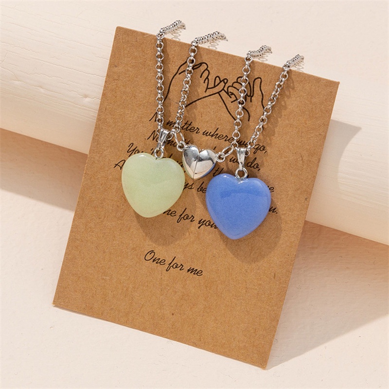 Bộ 2 Vòng cổ Mặt Đá Lục Giác Phát Sáng Tự Nhiên Dành Cho Cặp Đôi