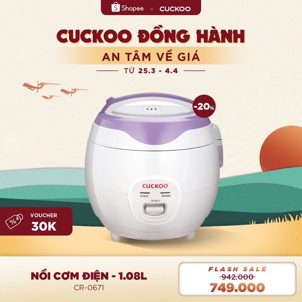 [Mã ELHADEV giảm 4% đơn 300K] Nồi cơm điện Cuckoo 1,08 lít CR-0671 - Hàng chính hãng