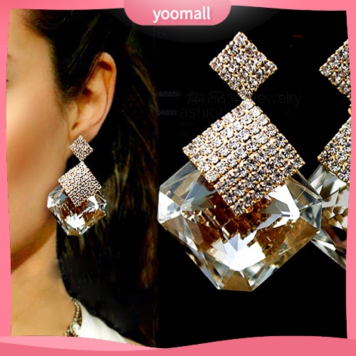 Đôi khuyên tai dài đính đá phong cách thời trang cho nữ